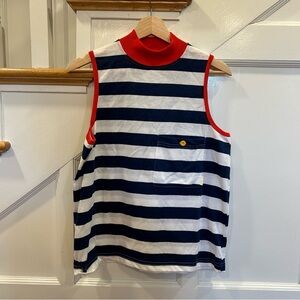 Vintage 80s Hang Ten Nautical Striped Tank Top White/navy/red Size L With Pocket